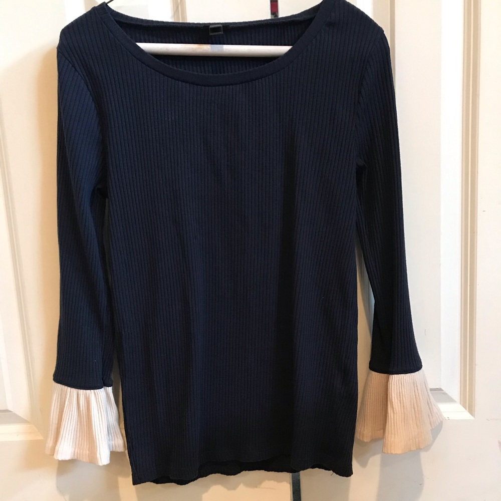 Cute navy bell sleeve top